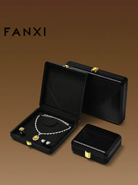 Fansi Luxury Leather Jewelry Box for Rings Necklaces Earrings Display and Storage