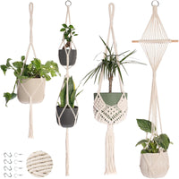 Handmade Macrame Plant Hanger Set with Hooks - Cotton Rope Hanging Planter Basket for Indoor Outdoor Decor