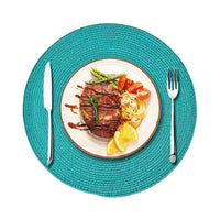 Round PP Woven Placemat Set, 38cm Heat-Resistant & Biodegradable Table Mat for Dining