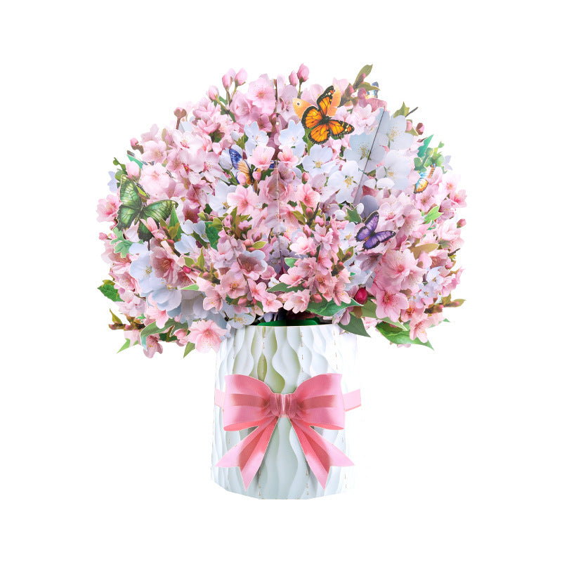 3D Pop-Up Mother's Day Greeting Card with Lace Butterfly Design