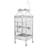 Large Stainless Steel Bird Cage for Parrots and Cockatiels, Indoor Square Aviary with Anti-Splash Design