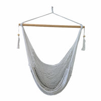 INS Style Nordic Cotton Rope Hammock Chair with Tassels for Indoor Outdoor Balcony
