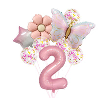 32-inch Matte Butterfly Number Foil Balloon Set for Birthday Party Decoration