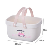 Cartoon Portable Drainable Storage Basket for Bathroom, Toiletries, Toys, and Sundries