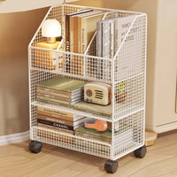 Under-Desk Rolling Storage Shelf for Books and Office Supplies, Mobile Side Table Organizer