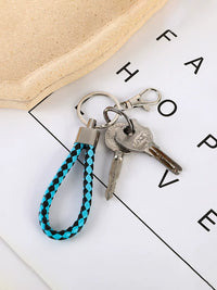 Handmade Braided Leather Rope Car Keychain for Men and Women, Waist Hanging Couple Bag Ornament Key Ring
