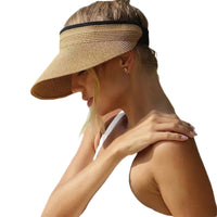 Foldable Wide-Brim Sun Visor Hat for Women, UV Protection Beach Straw Hat