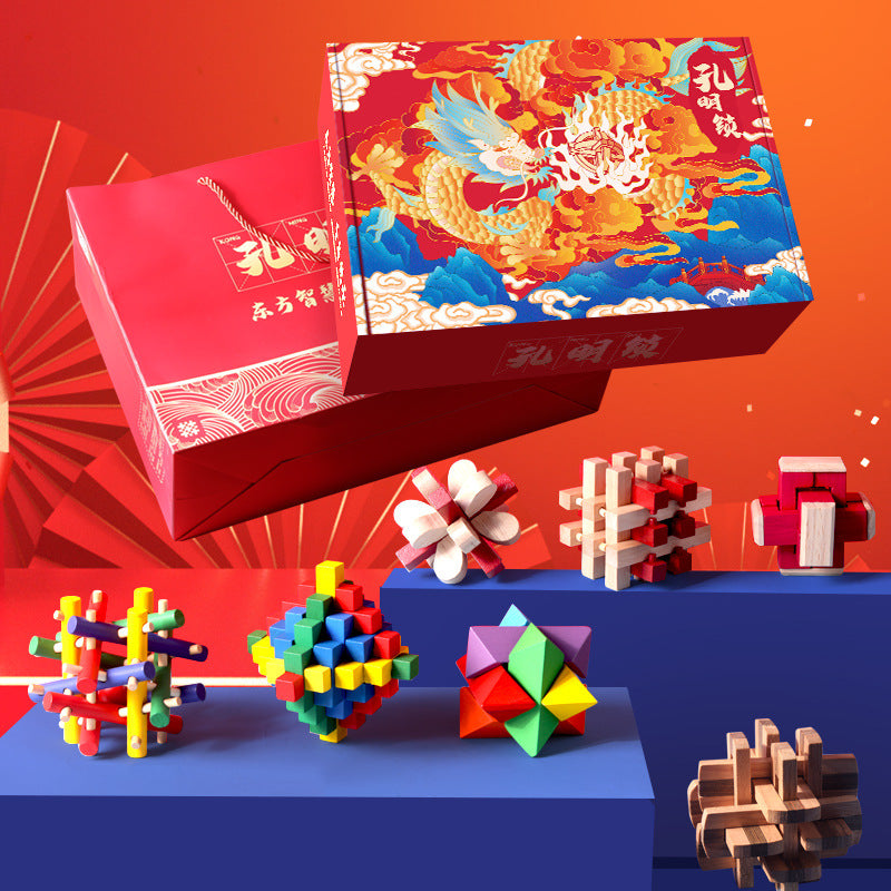 Kongming Luban Lock Puzzle Box Set for Kids, Educational Brain Teaser Toy