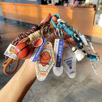 Acrylic Sports Keychain with Hand-Woven Rope, Backpack Charm, Creative Gift