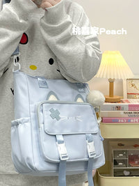 Cute Cat Large Capacity Crossbody Tote Bag for Women, Shoulder Bag for School and Commuting