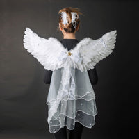 Light-Up Feather Wing Shawl Set for Adults & Kids - Halloween & Christmas Costume Accessory