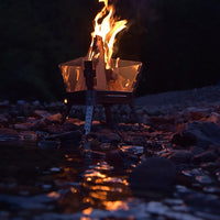 Outdoor Camping Fire Pit Stainless Steel Portable Folding Bonfire Stand with Microcrystalline Glass