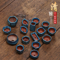 Miniature Blue Ceramic Succulent Planter Pot with Cartoon Design