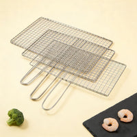Stainless Steel BBQ Grill Basket for Roasting Meat, Vegetables, and Fish - Multiple Sizes