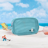 Portable Mesh Travel Cosmetic Bag, Large Capacity Waterproof Storage Pouch for Beach and Daily Use