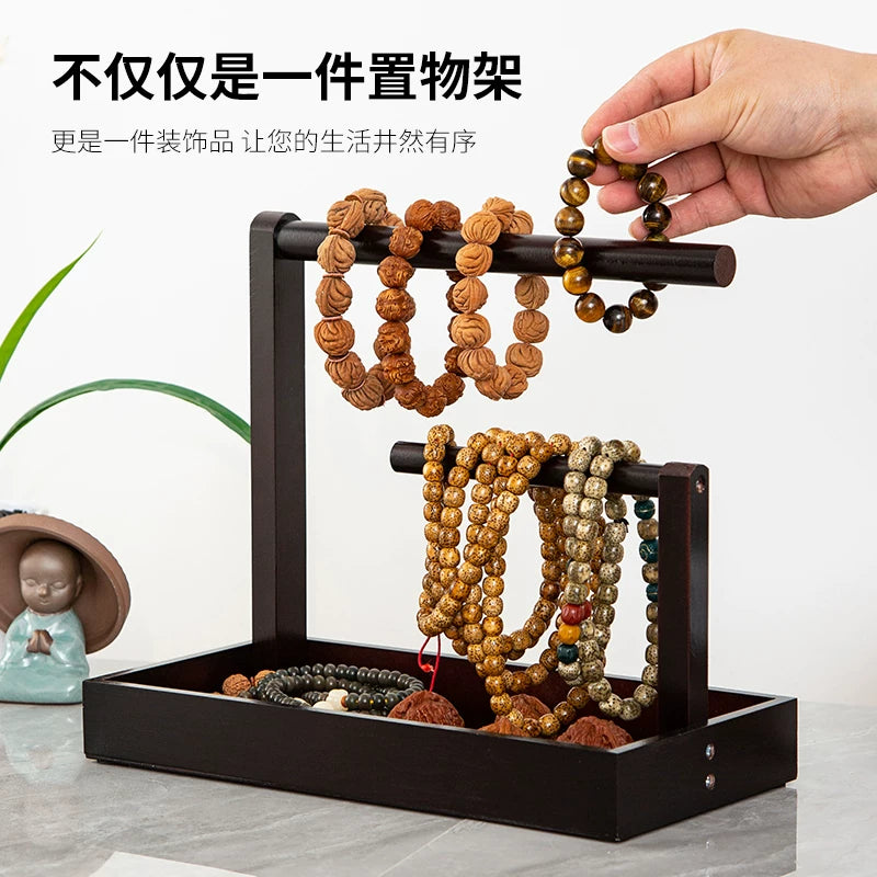 Solid Wood Bracelet and Necklace Display Stand for Jewelry and Collectibles