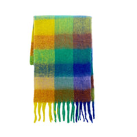 AC Warm Rainbow Plaid Mohair Scarf for Autumn/Winter