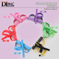 Pedal Resistance Band Sit-up Assistant for Home Fitness, Abdomen and Arm Workout, 4-Tube Foot Pedal Exerciser