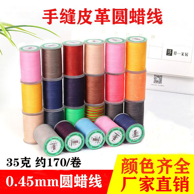 DIY 0.45mm Braided Waxed Thread for Leather Craft Sewing