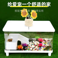 Turtle Basking Platform with Sand Tray, Floating Dock, and Hiding Cave for Aquarium Tank Decoration