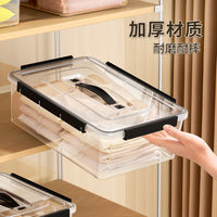Clear Stackable Storage Box with Lid and Handle, Moisture-Proof Organizer for Refrigerator and Home