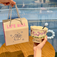 Tulip Ceramic Mug with Spoon, Gift Box Available, for Home or Gifting