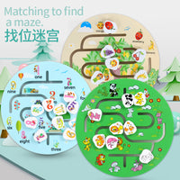 Wooden Maze Puzzle Board Game for Kids - Early Education Number, Letter, Animal, Fruit Recognition