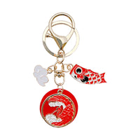 Chinese Style Lucky Crane & Koi Car Keychain Pendant for Couples & Friends