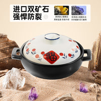 Jingdezhen Ceramic Casserole Pot for Soup, Hand-Painted New Chinese Style Claypot, Gas Stove & Induction Cooker Compatible