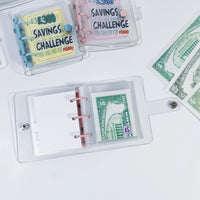 Mini PVC Money Saving Binder with Pockets, Portable Budget Planner Organizer for Cash and Cards