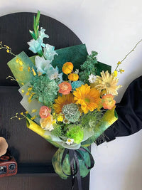 Tie-Dye Ink Wash Floral Wrapping Paper for Bouquets and DIY Crafts