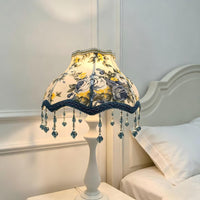 Floral Fabric Lampshade with E27 Screw Base, Princess Style Pendant Light Cover