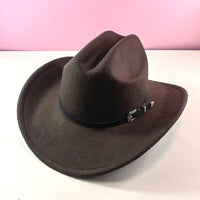 Unisex Western Cowboy Hat with Wide Brim and Lychee Pattern Leather Band