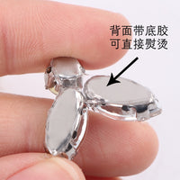 White Rhinestone Flower Applique Hot Melt Adhesive for DIY Clothing and Shoe Embellishments