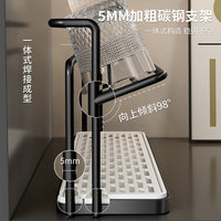 Countertop Glass Drying Rack with Storage, Double-Layer Iron Art Wine Glass Holder for Kitchen Bar