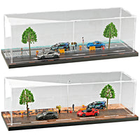 1:64 Scale Miniature Parking Garage Display Case with Road Scene for Diecast Cars