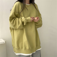 Women's Korean Style Loose Fit Faux Two-Piece Sweatshirt