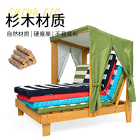 Kids Outdoor Beach Lounge Chair with Backrest and Canopy for Garden Patio