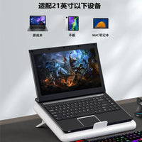 Laptop Stand with Semiconductor Dual Cooling Fans, 6-Level Height Adjustment, Foldable Ergonomic Riser for Desk