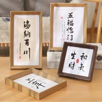 Wooden Photo Frame A4 6/7/8 Inch Tabletop Wall Mount Display Calligraphy Art Picture Frame
