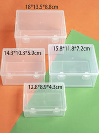 Rectangular Clear Plastic Storage Box with Hinged Lid for Desktop Accessories, Tools, Fishing Gear
