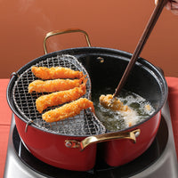 304 Stainless Steel Divided Hot Pot with Lid, Thickened Dual-Handle Shabu-Shabu and Fry Pot for Induction Cooktops