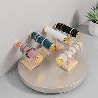 Jewelry Display Stand with Wooden Base for Bracelets, Watches, and Small Ornaments
