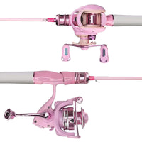 Pink Macaron Carbon UL Solid Baitcasting Rod Set for Kids and Beginners