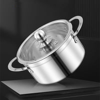 Mini Stainless Steel Hot Pot with Double Handles, 16cm Individual Shabu-Shabu Soup Pot