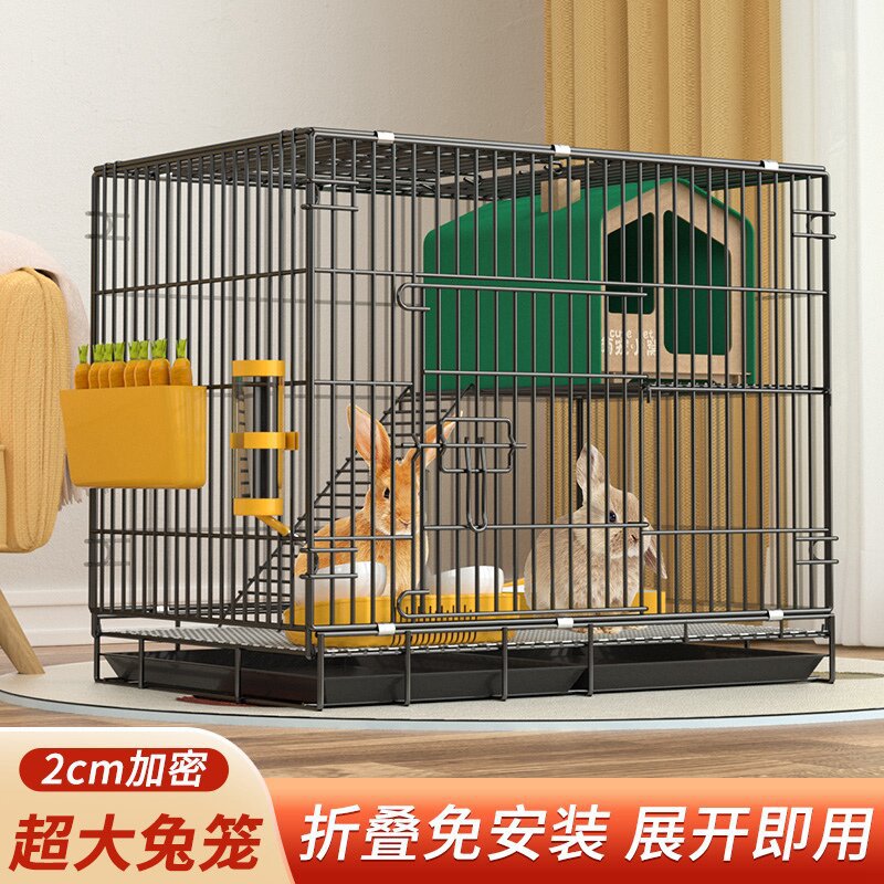 Large Rabbit Cage Guinea Pig Hutch with Automatic Waste Cleaning System