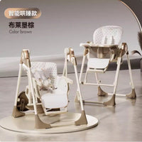 Hagaday 2-in-1 Baby High Chair and Rocker with Smart Soothing Function, Foldable Infant Dining and Sleeping Chair