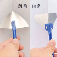 Reinforced Stainless Steel Corner Trowel with Blue Handle for Plastering and Drywall Finishing