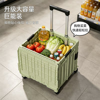 Foldable Portable Shopping Cart with Wheels, Collapsible Utility Cart for Groceries, Camping, and Hauling