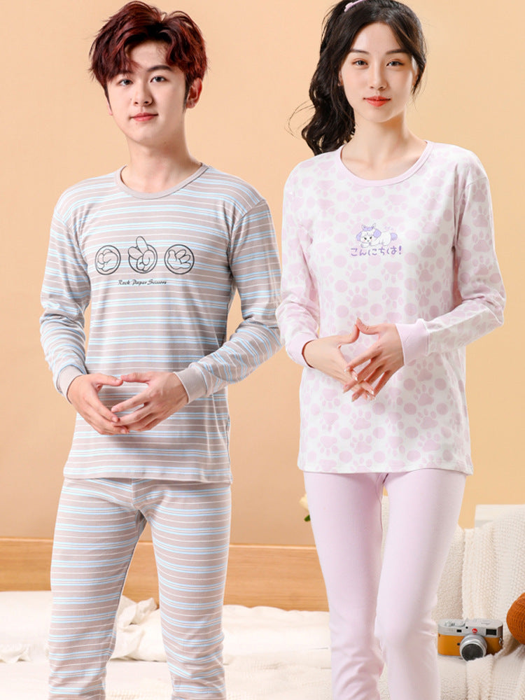 Kids' Thermal Underwear Set, Pure Cotton Pajamas for Boys and Girls, Autumn/Winter Base Layer